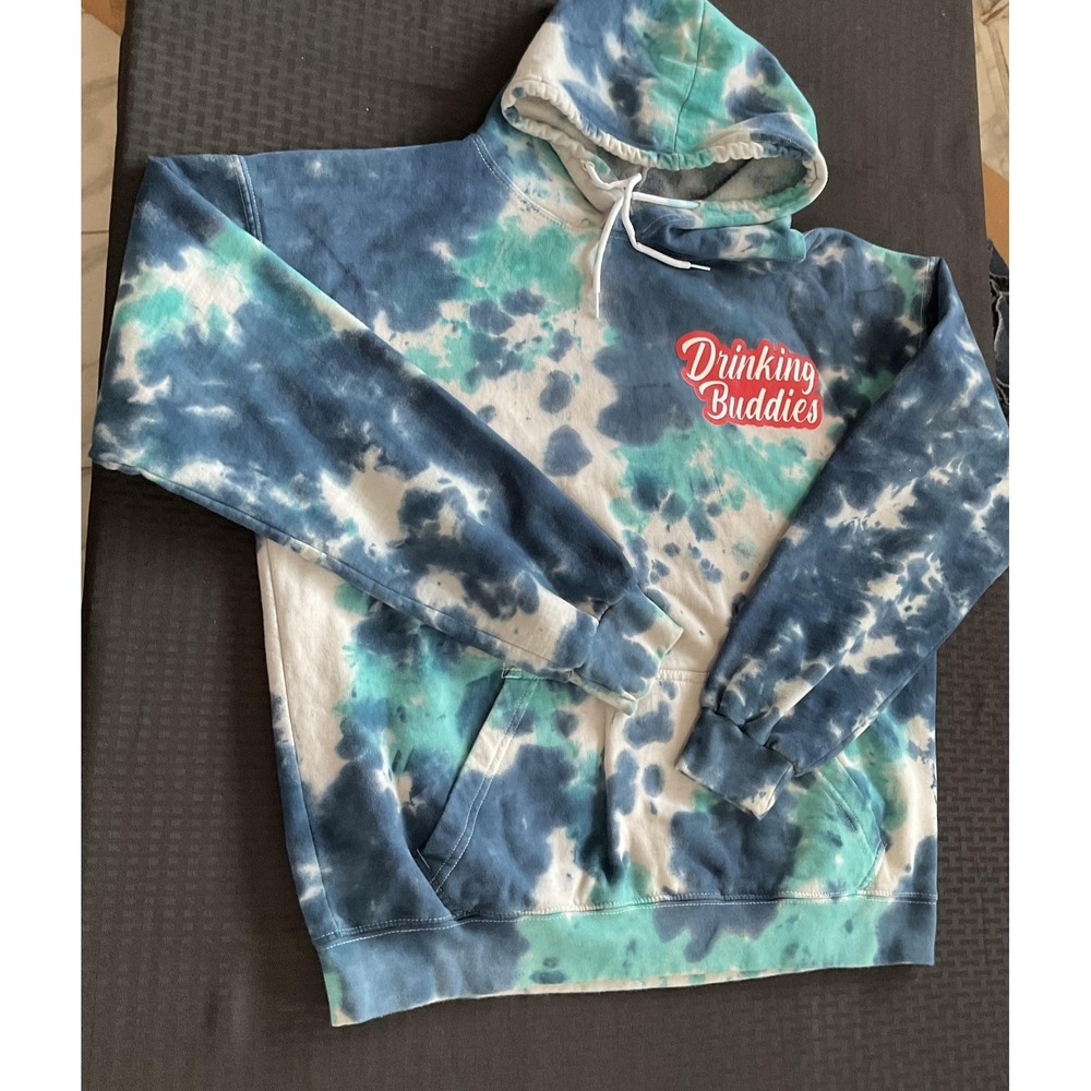 A$$holes Live Forever Hoodie Mens Large Pullover Blue Tie Dye Drinking Buddies